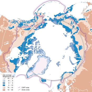 The Arctic, as defined by July average temperature (10 deg isotherm)